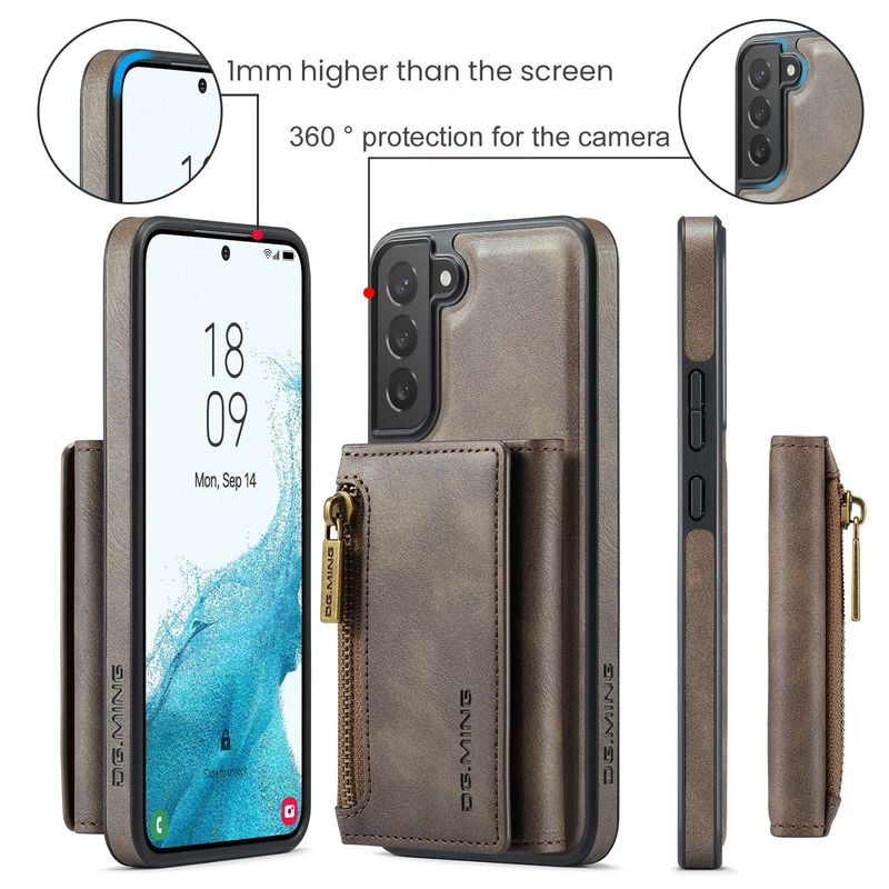 M5 Samsung S22 pretaizdzīšanas birstes RFID rāvējslēdzēja maka telefona maciņam S22 Plus magnētiskais piesūcekņa sadalītais aizsargmaciņš_voghion.com