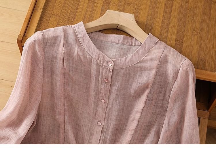 Camicia da donna in cotone e lino, di grandi dimensioni, tinta unita, vestibilità comoda, casual e di tendenza_voghion.com