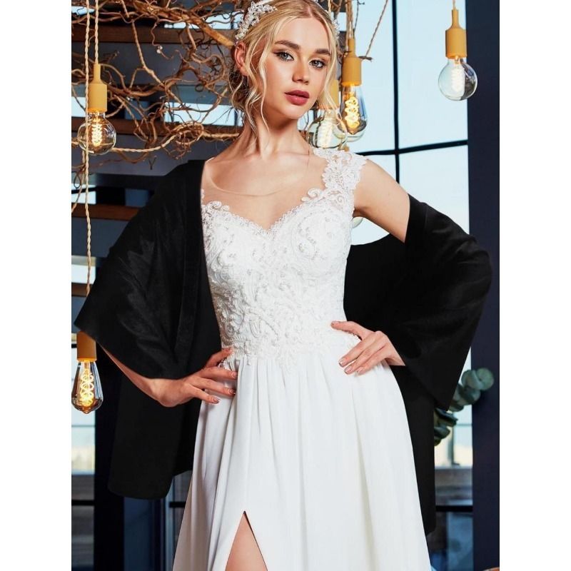 Modischer Damenschal in Burgunderrot, Samt, Seidenschal, Mehrzweck-Langschal, Kleid, Cheongsam mit kleinem Schal außen_voghion.com