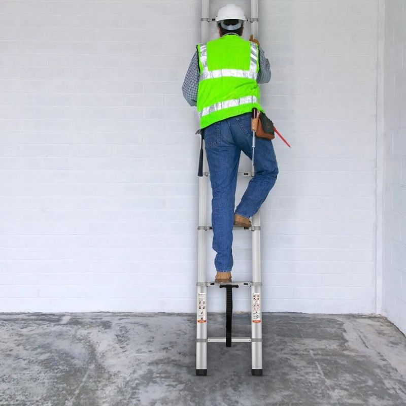 Ladder, Retraction Aluminum 15 Capacity One-button Ladder, Extension Telescoping LBS FT With Po Collapsible Feet, 400 Non-slip_voghion.com