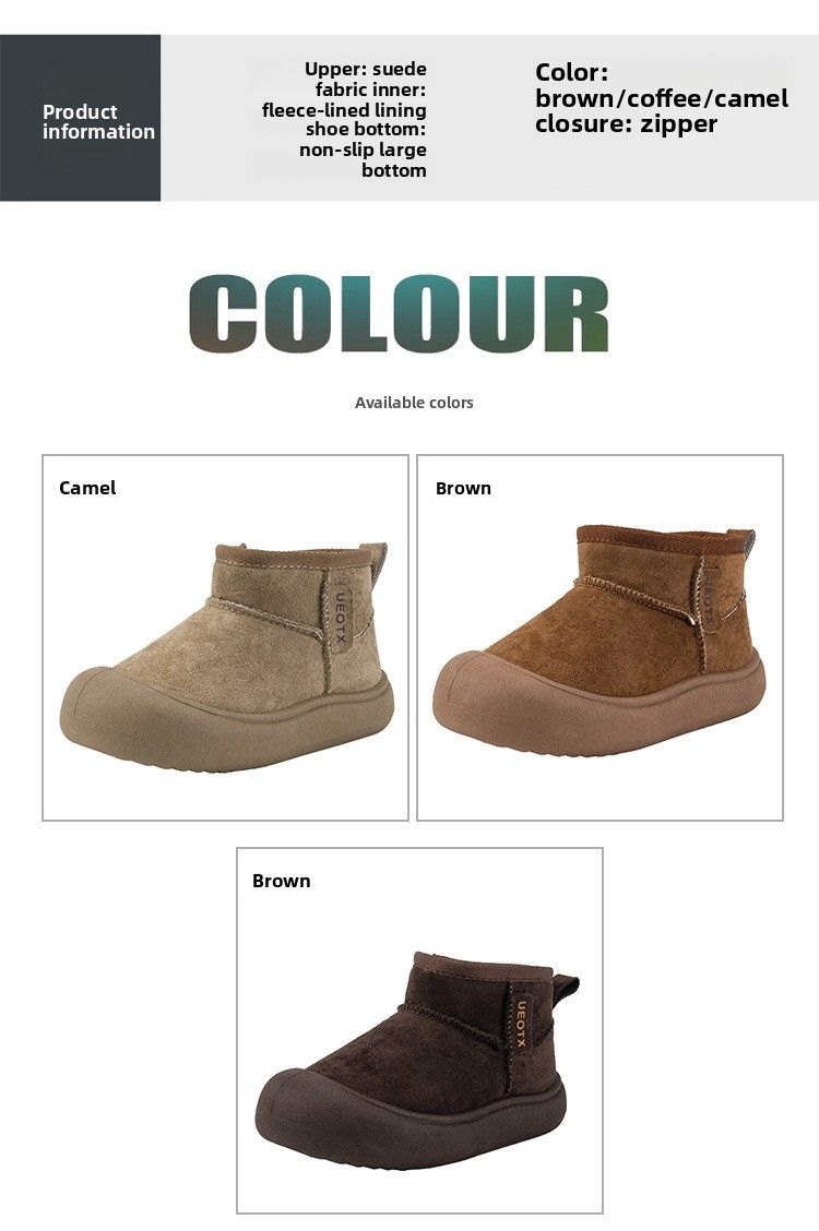 2025 Winter Neue Sport Stil Kinder Schnee Wildleder Anti-Kick Geschlossen-Zehe Jungen Und Mädchen Warme Für Ältere kinder Baumwolle_voghion.com