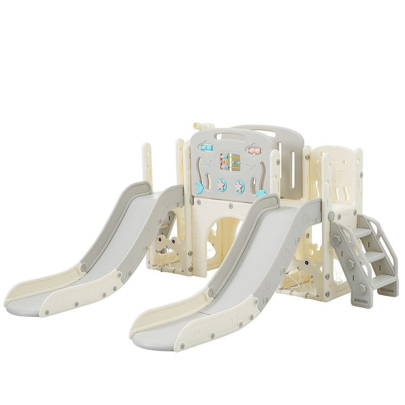 Kinderspielplatz-Set 8-in-1 con Rutsche, Bogentunnel, Basketballkorb e Teleskop_voghion.com