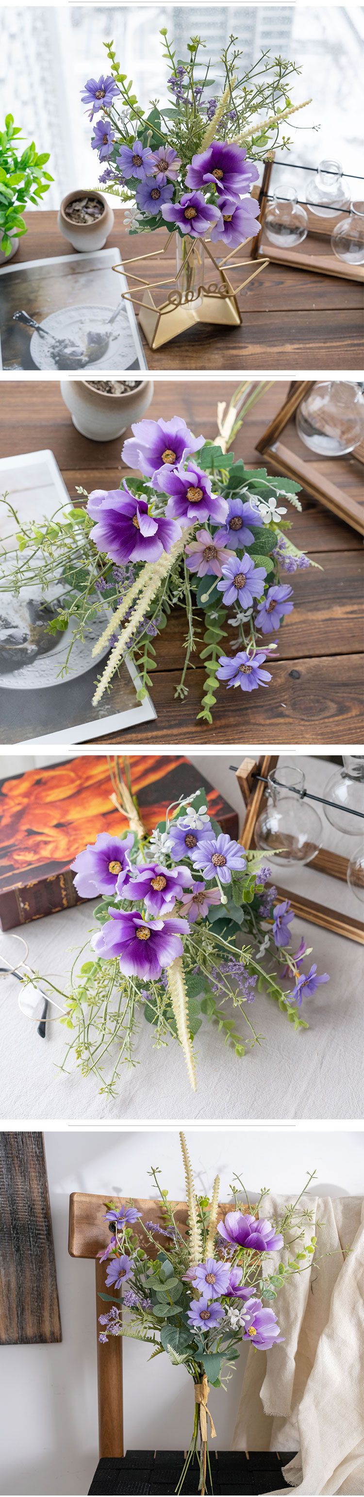 Tenendo un mazzo di fiori con lettere di luna simulazione fiore decorazione della casa disegno floreale decorazione della parete di nozze rose_voghion.com