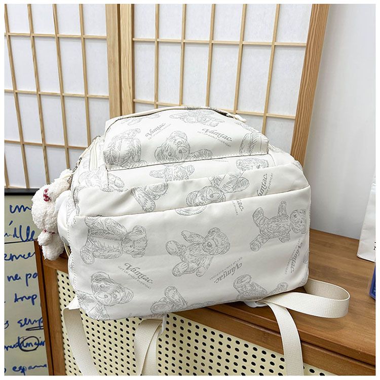 Zaino da donna stampato con simpatico cartone animato e orso riflettente, per studenti delle scuole medie e superiori, zaino di grande capacità, versatile per esterni_voghion.com