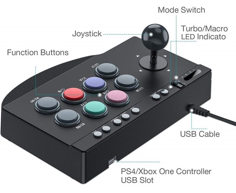 PXN 0082 Console di gioco arcade cablata Street Fighter Controller Joystick da gioco per USB PS3/PS4/Switch/PC/Android TV/XBOX_voghion.com