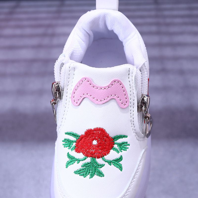 2025 New Luminous Children Embroidered Zipper Light Up Children's Shoes Girls Sneakers Light Up Girls Casual_voghion.com