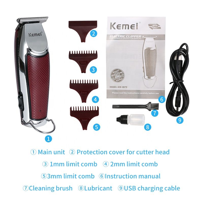 Kemei-1875 Professioneller kabelloser elektrischer Trimmer für Männer zum Rasieren von Haaren und Bart_voghion.com