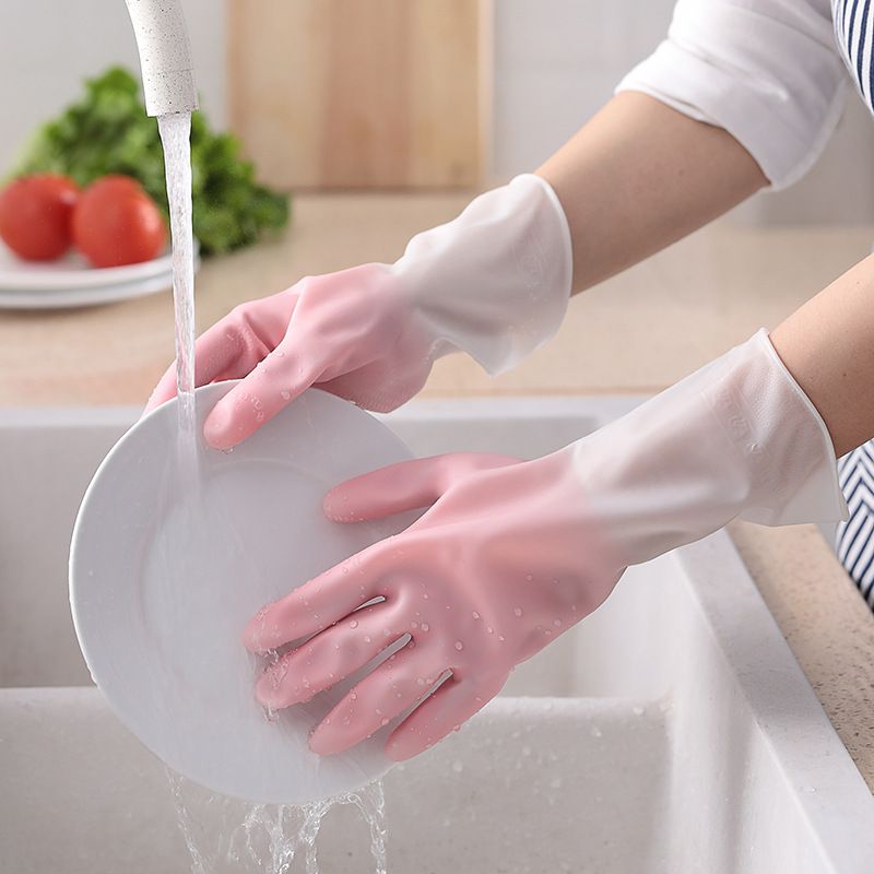 Gradient Color Latex Gloves For Women, Laundry, Household Cleaning, Dishwashing, Thin Non-Slip Waterproof Durable Type_voghion.com