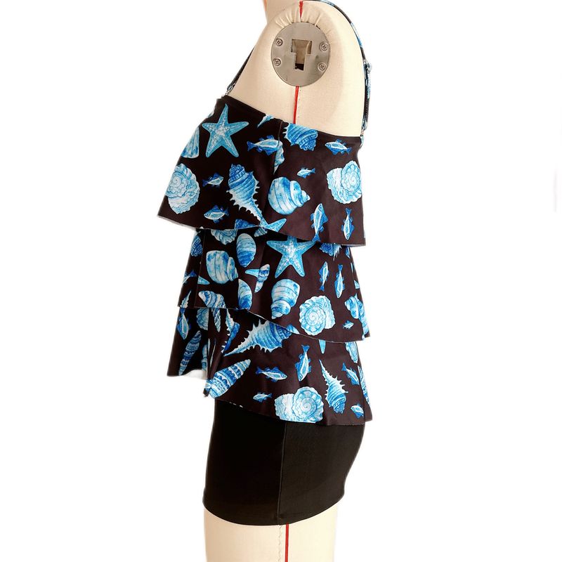 Maiô comercial de roupas femininas com babados, maiô conservador, cueca boxer, maiô tankini, tamanho grande, cor gradiente_voghion.com