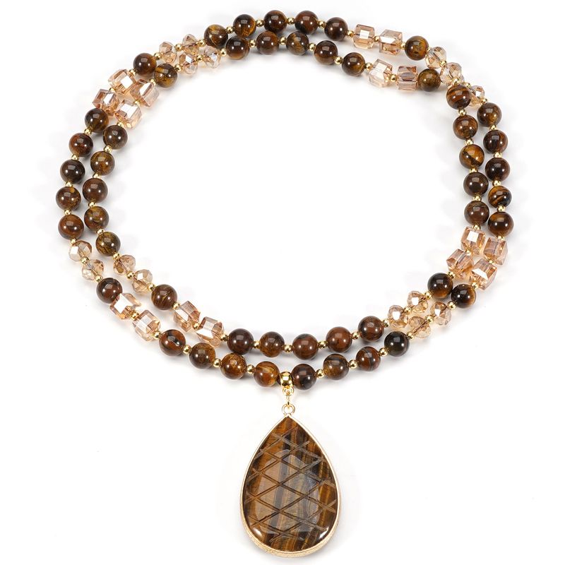 Zuckerwürfel-Kristall, 8 mm, runde Perlen, Tigerauge-Stein, Ted-Stein, natürlicher Halbedelstein, Pullover-Kette, Halskette, handgefertigt_voghion.com