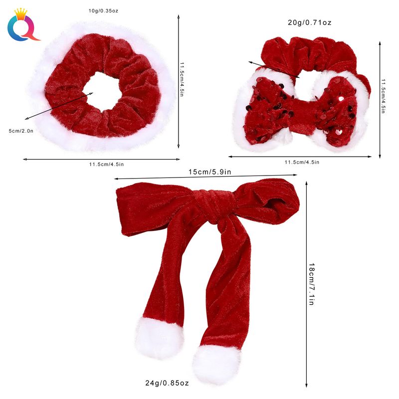 Christmas gift Christmas hair band in golden velvet with raw edge women's high stretch large coil spring clip hair accessory_voghion.com