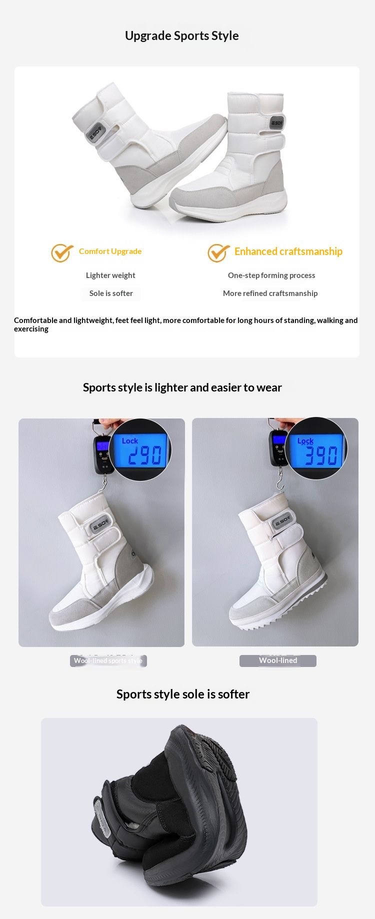 Voyage Winter Non-Slip Waterproof Warm Thickened Snow Wool Mid-Calf Short Boots Unisex_voghion.com