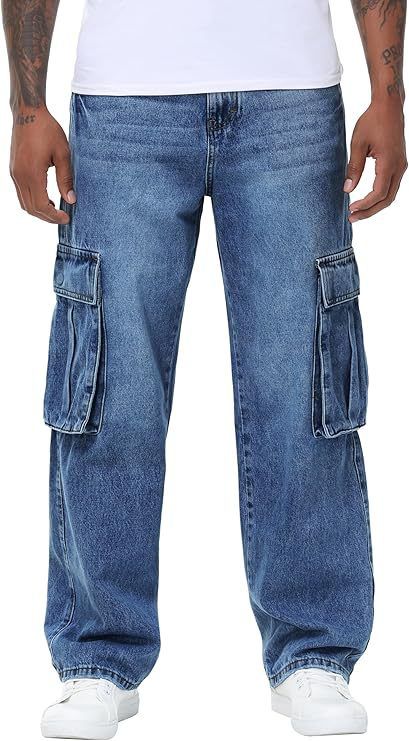 "Herren-Stretch-Jeans – Relaxed Fit, Multi-Pocket-Design (S-XXL, Baumwollmischung, Stonewash & Dunkelblau)"_voghion.com