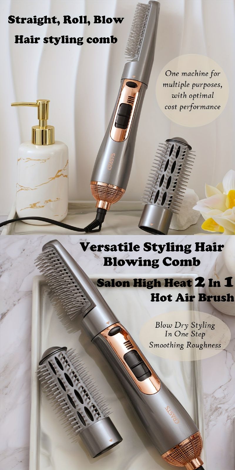 2-in-1-Heißluftbürste und Glättungskamm für müheloses Haarstyling – das perfekte Weihnachtsgeschenk für Frauen_voghion.com