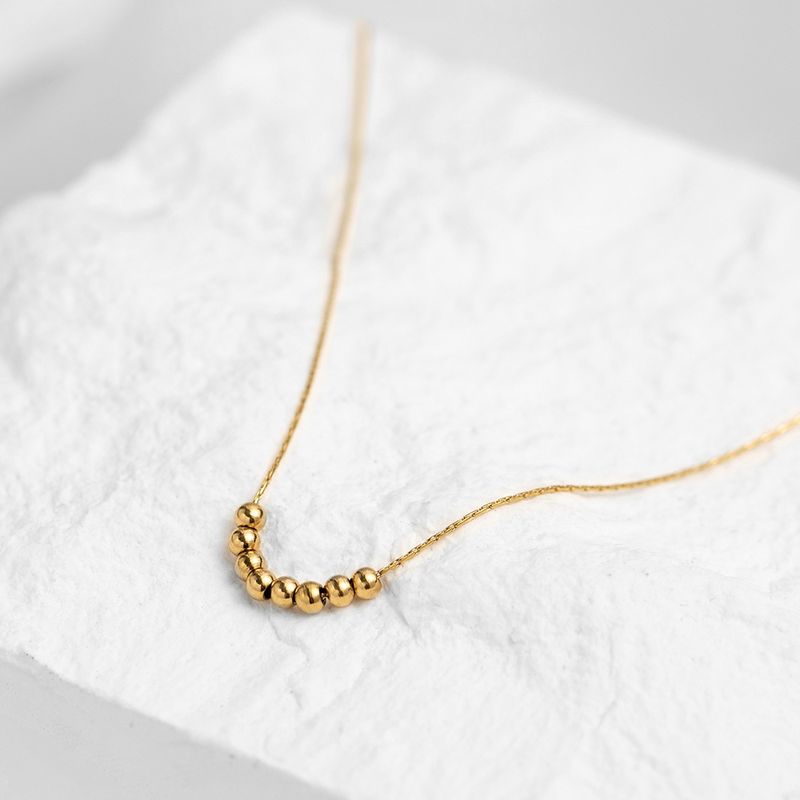Collana in acciaio inossidabile color oro minimalista WILD & FREE pronta consegna per donna con catene sottili classiche e perline in metallo._voghion.com