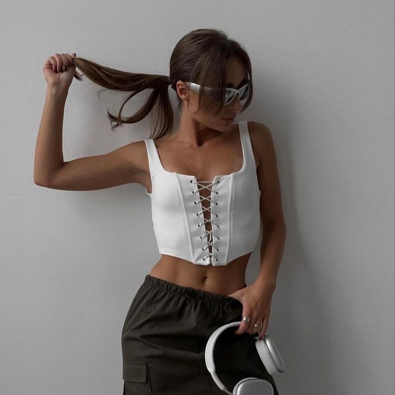 Damenbekleidung Fishbone BH Weste Weiblich Hot Girl Sommer Strap Hollow Short Ärmelloses Top Weiblich_voghion.com