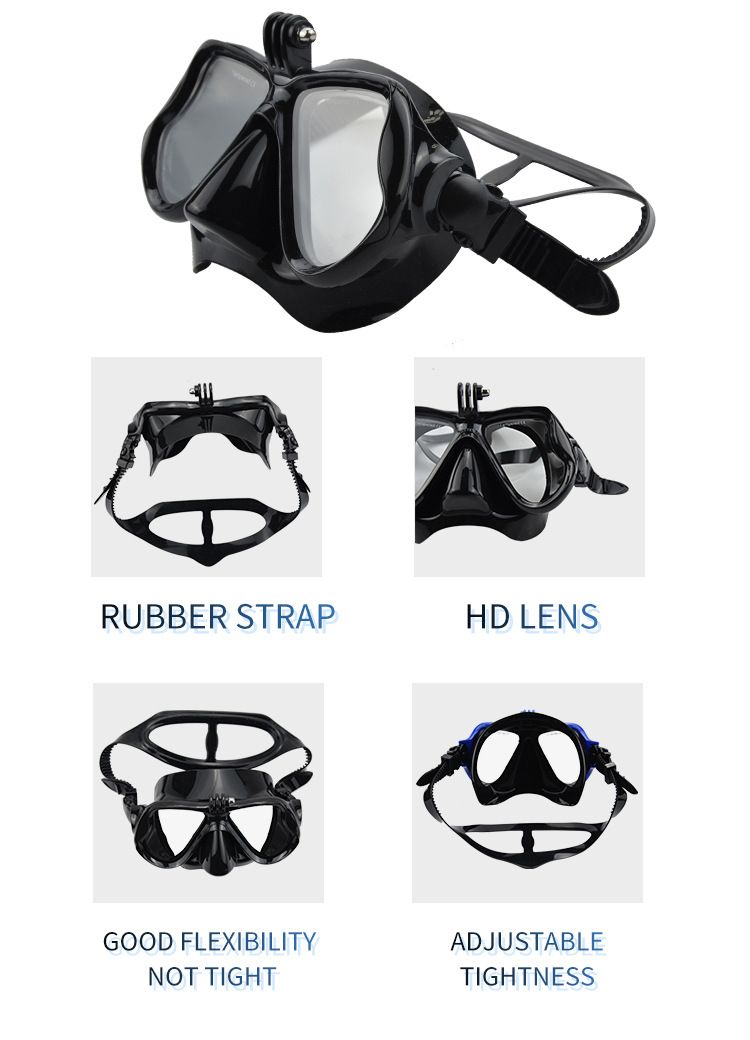 Male female adult goggles, large frame silicone face mirror, swimming and snorkeling mask, diving goggles_voghion.com
