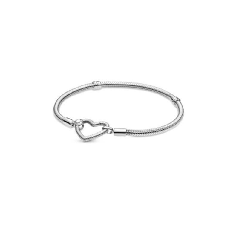 Chaîne en argent plaqué cuivre blanc avec os de serpent Bracelet épais en argent avec os de serpent Love Chaîne basique Love en or rose_voghion.com