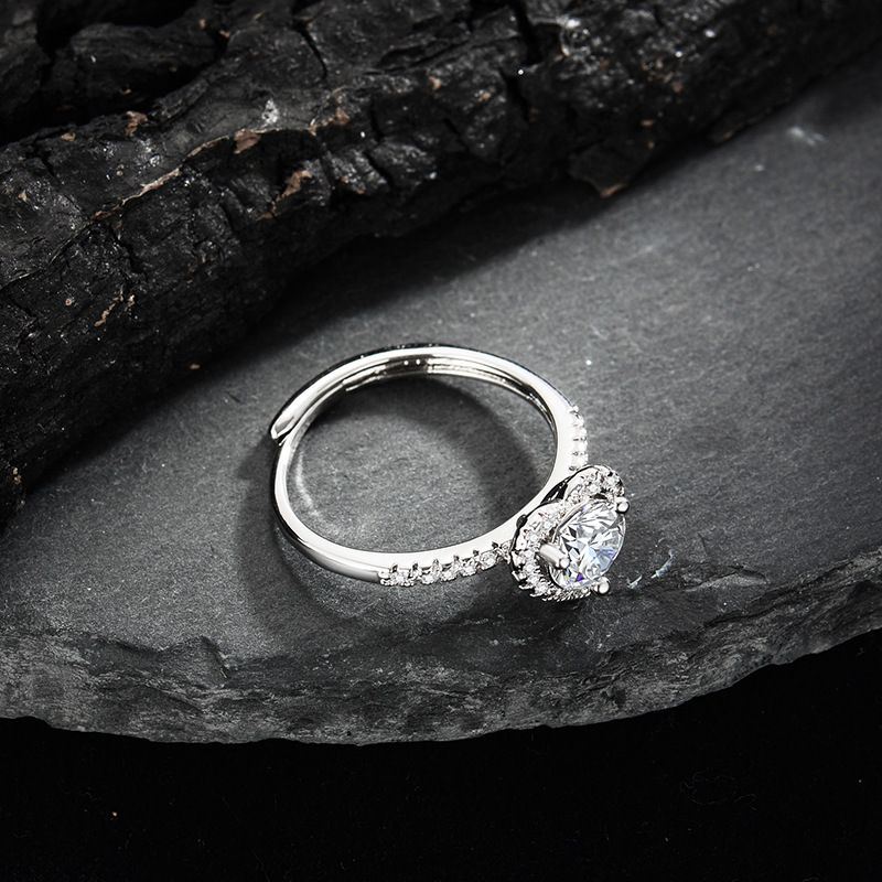 Anello di lusso leggero a forma di cuore con moissanite simulata, diamante da un carato, regolabile, aperto, zircone, per donna_voghion.com