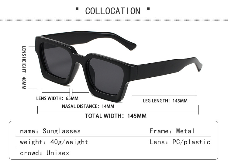 Lunettes de soleil carrées à monture épaisse – Lunettes PC surdimensionnées tendance pour hommes et femmes, tendances de la mode, très populaires_voghion.com