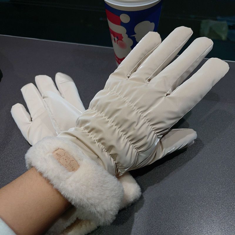 2024 Cute Padded Gloves Little Bear Gloves Women Winter Fleece Thickened Warm Cycling Mountaineering Skiing Plush Cotton Gloves_voghion.com