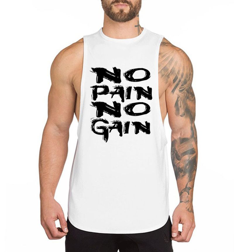 Sports Sleeveless Loose Fitness Running Breathable Training English Vest Cotton_voghion.com