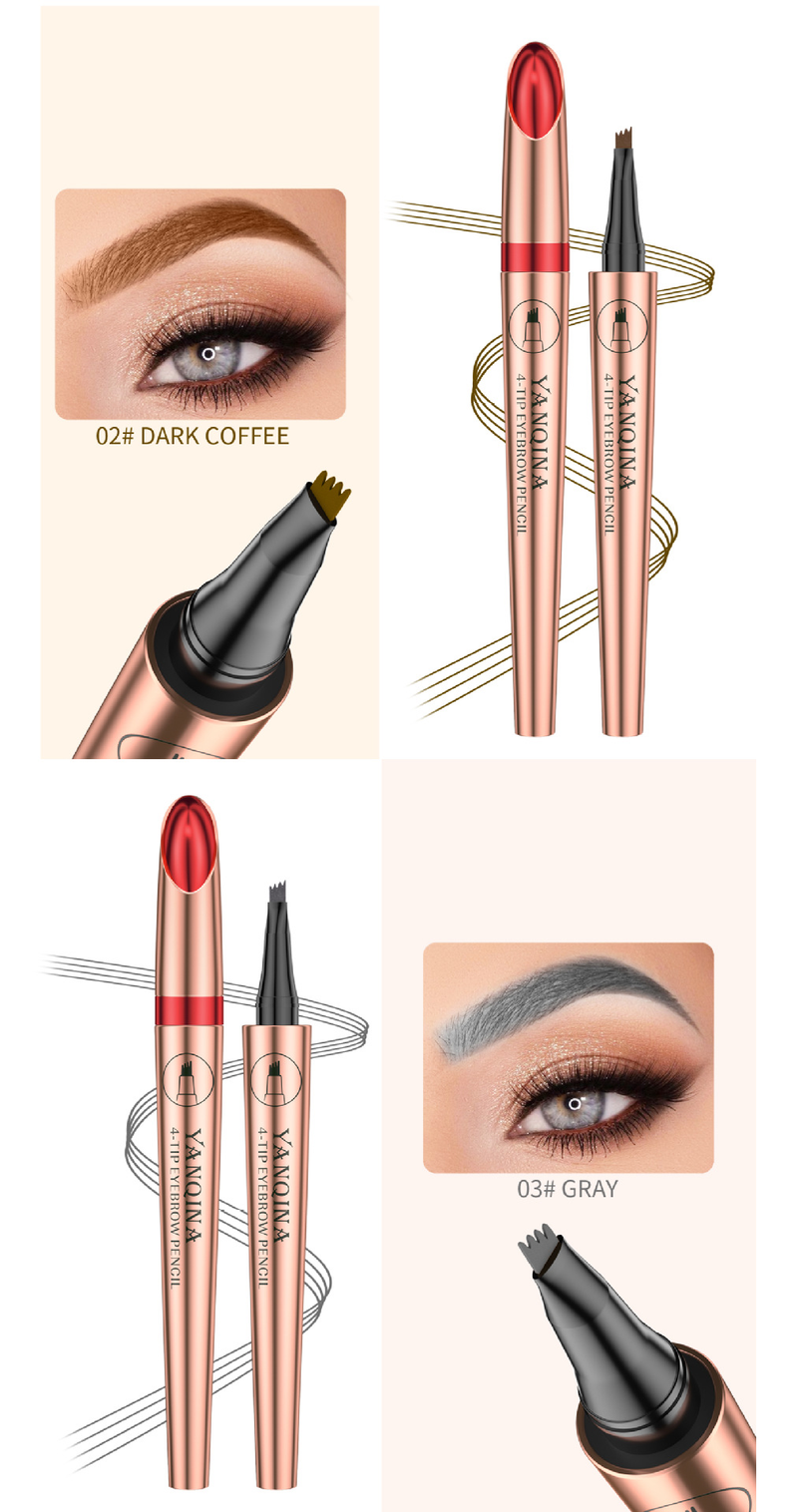 Lápis de sobrancelha líquido 3d com duração de 4 garfos, à prova d'água, anti-suor, não desbota, simulação de cor, maquiagem de cabelo de sobrancelha, cosméticos femininos_voghion.com