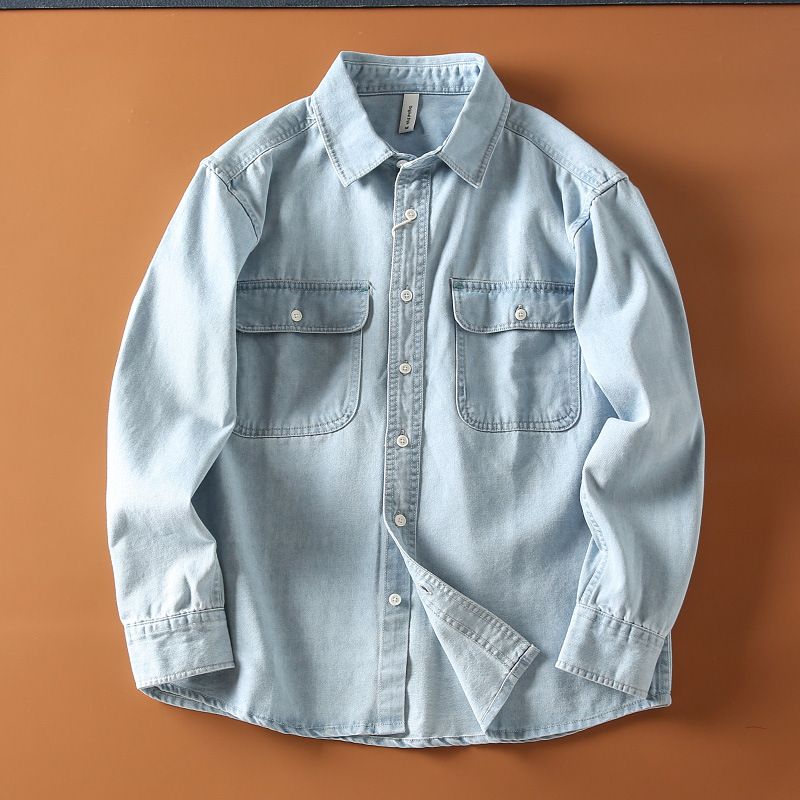 Jeanshemd Herren Langarm Freizeithemd Neue Jugendjacke Herren Trendy 2024 Design Sinn_voghion.com