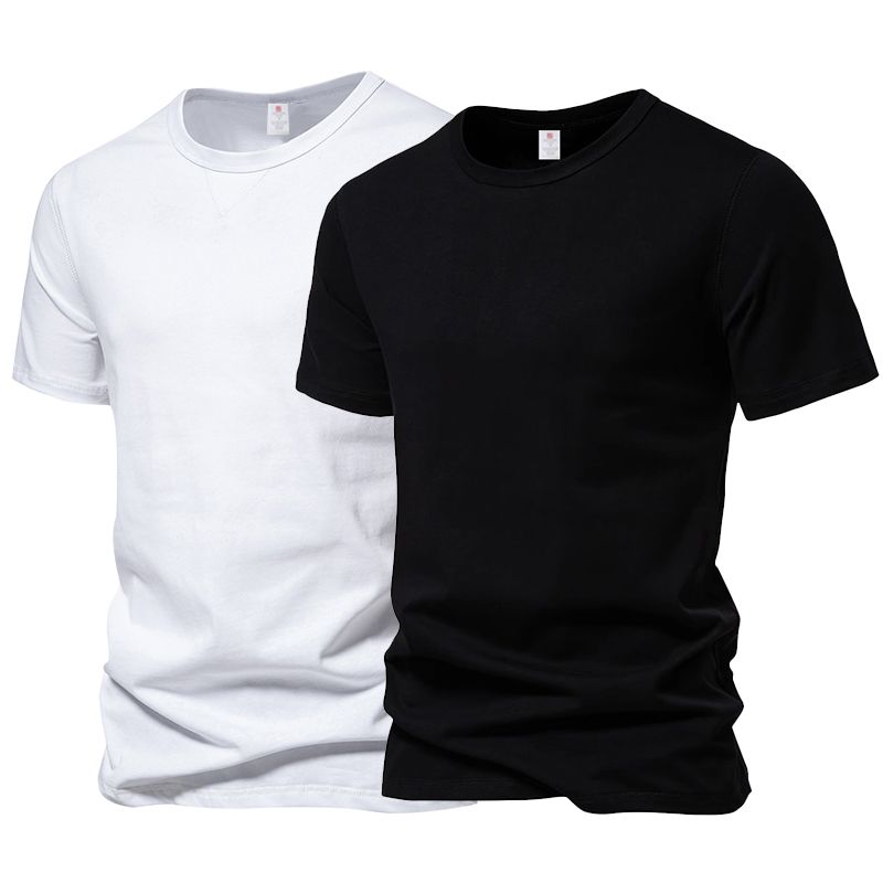 Kurzarm-Basic-Top Für Herren, Lässig, Normale Passform, O-Ausschnitt, T-Shirts, Schwarz, Weiß, Marinegrau_voghion.com