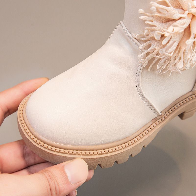 Mädchenschuhe, Lederkinderblume, 2024 Herbst und Winter neue Single Princess-Mittelsohlenstiefel, Martin-Stiefel_voghion.com