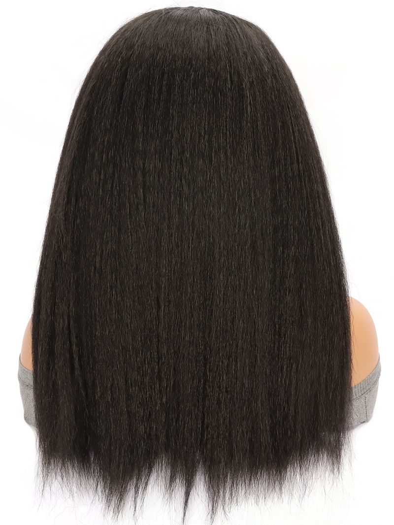 Peluca sintética con clip, peluca en forma de U para mujer, peluca sintética con parte en U, peluca negra larga y lisa, peluca YAKI_voghion.com