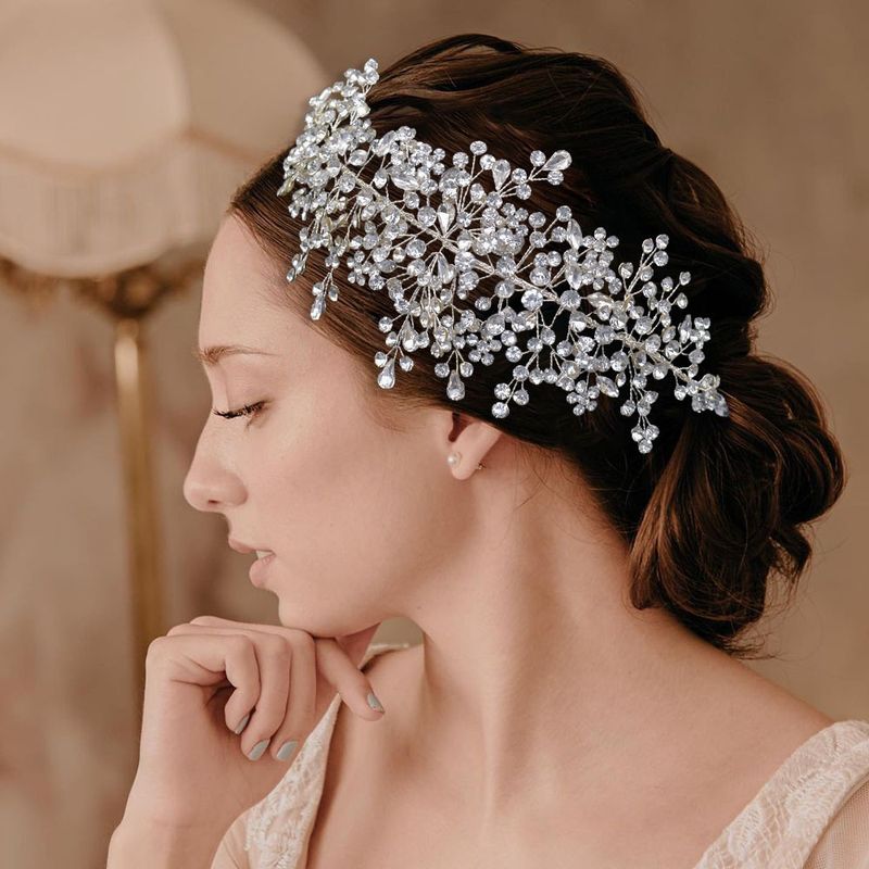 Strass Kopfschmuck Braut Hochzeit Kleid Stirnband Haarband Haar Zubehör Handgemachte Haar Stück Zubehör_voghion.com