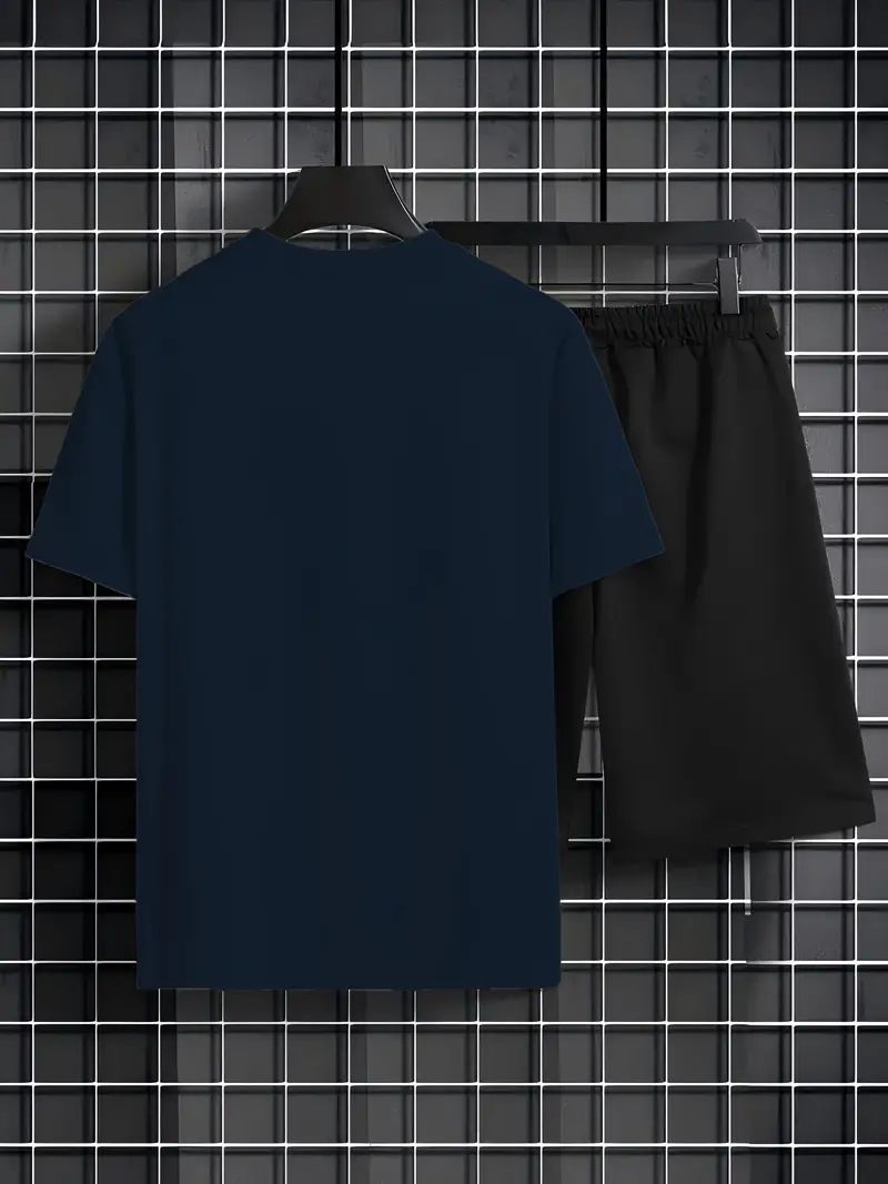 Completo da allenamento traspirante da uomo in 2 pezzi: maglietta e pantaloncini leggeri ad asciugatura rapida per palestra, corsa e sport estivi_voghion.com