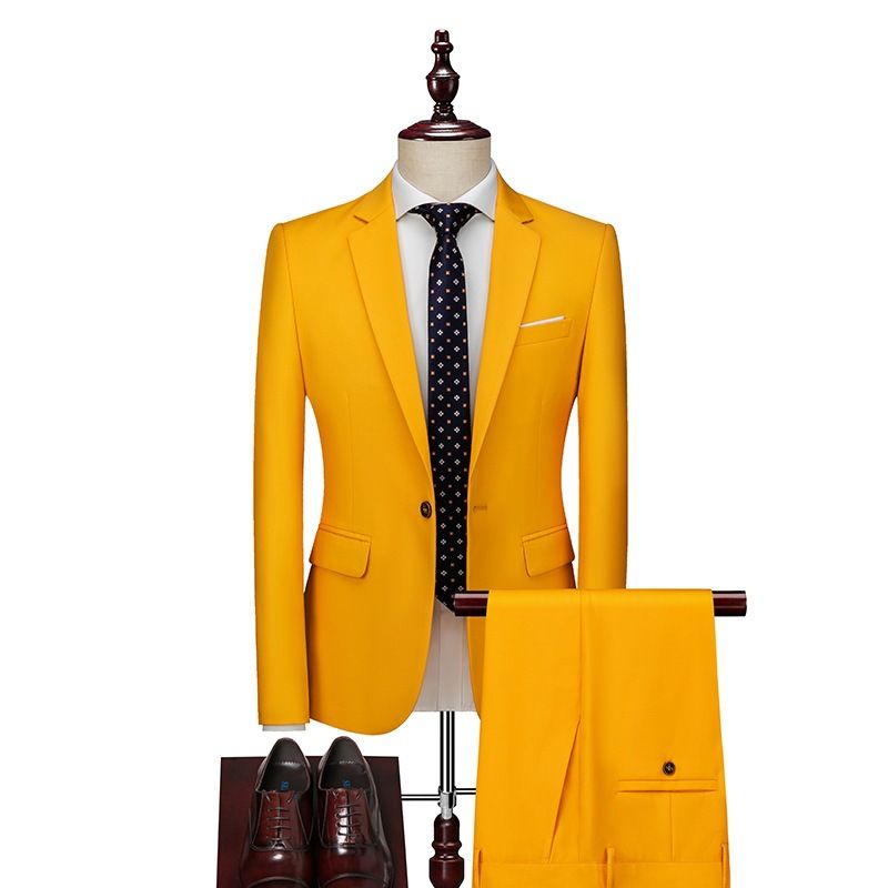 CT 2025 Spring Autumn New Men's Business Slim Fit Notched Lapel Suit Two-Piece Pocket Decoration Plus Size Tuxedo Set_voghion.com