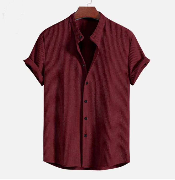 Clothing 2024 Summer New Short Sleeve Solid Color Men's Shirt Top_voghion.com