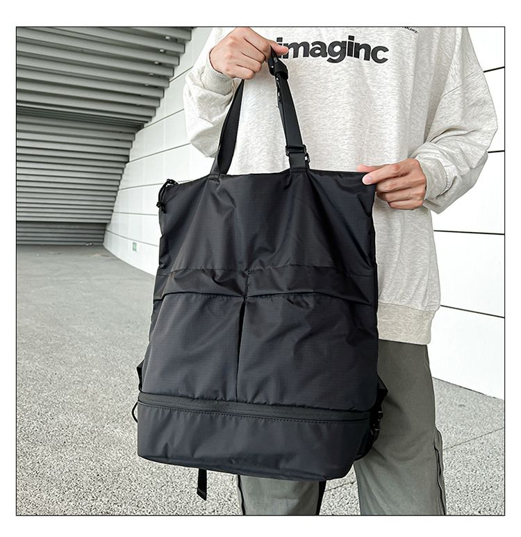 Zaino per uomini e donne Borse da trasporto per pendolari Borsa a spalla singola tinta unita Zaino in nylon antispruzzo di grande capacità Alla moda_voghion.com