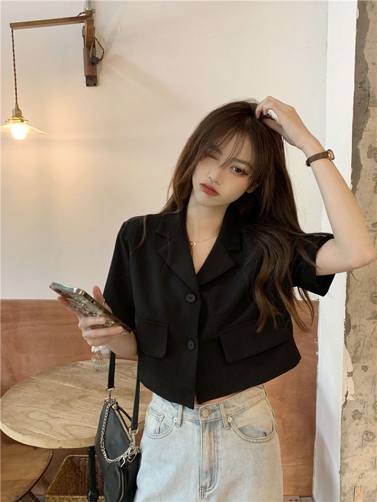 Hanrouchuan Street Style Petite 2025 Summer Thin Casual Design Sense Niche Short Blazer_voghion.com
