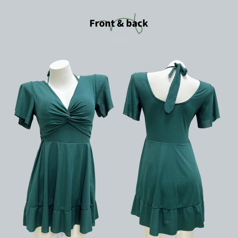 Fashion Plus Size Summer New Women's Slimming Tummy Covering Swimsuit Conservative One-Piece Ins Style Hot Spring_voghion.com