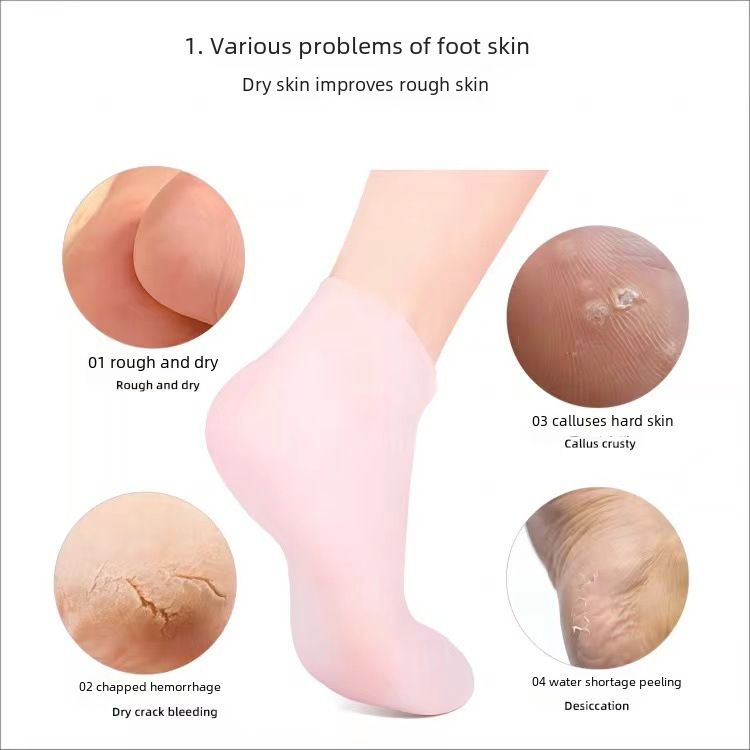 Silikonsocken Anti-Rissbildung Silikonsocken Silikon-Fußabdeckung Fußmaske Fußmaske Hautverjüngung Silikonabdeckung Feuchtigkeitsspendende Socken Vollfuß_voghion.com