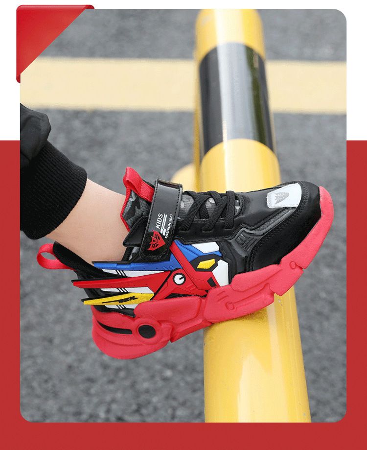 Boys' Spring And Autumn New Style Fashionable Leather Comfortable Middle And Large Children's Running Shoes Casual Velcro Sports Shoes_voghion.com