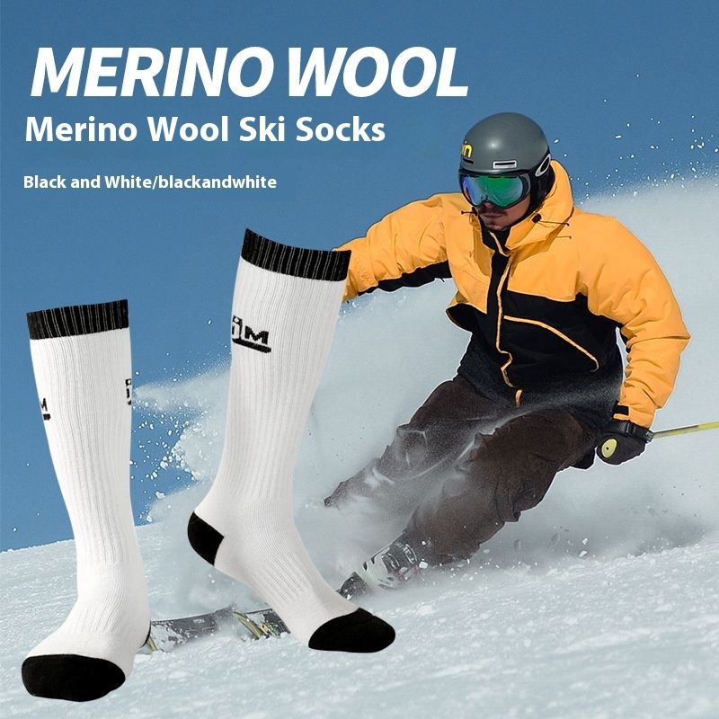 Calzini da sci Junmeilong in lana merino completamente spessi e caldi, da escursionismo e alpinismo, da uomo e da donna, per sport all'aria aperta_voghion.com