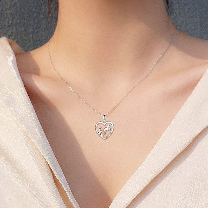 Kız ve at rengi kalp şeklinde kolye moda köprücük kemiği kolye sevgiliye hediye kolye ucu_voghion.com