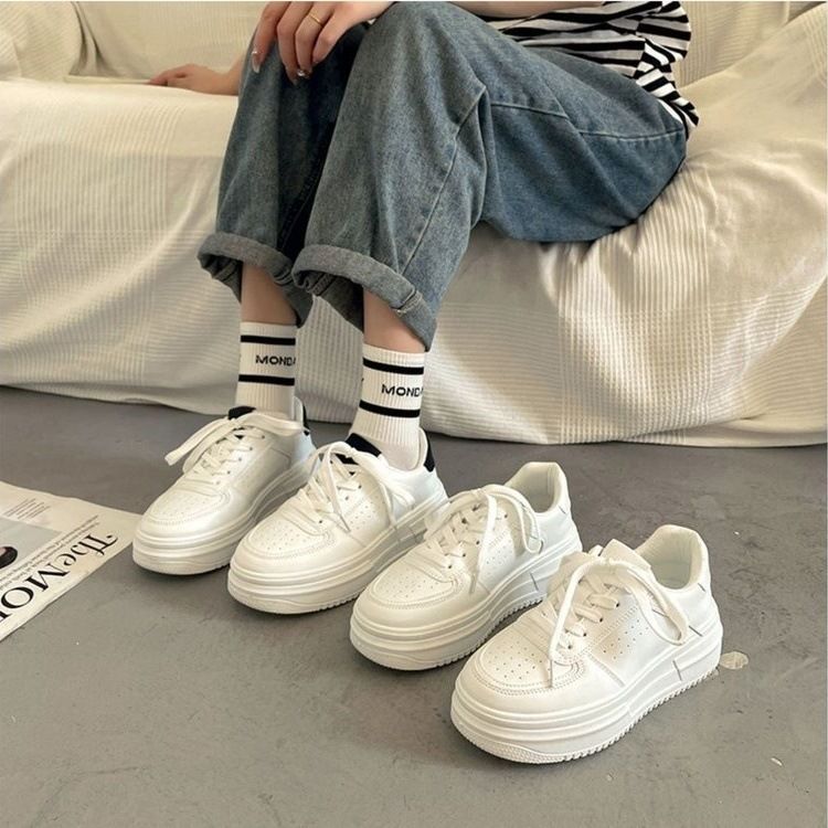 Platform Wedge For Women 2025 Spring And Autumn New Casual Versatile Sports Sneakers Ins Trend Height Increasing White_voghion.com