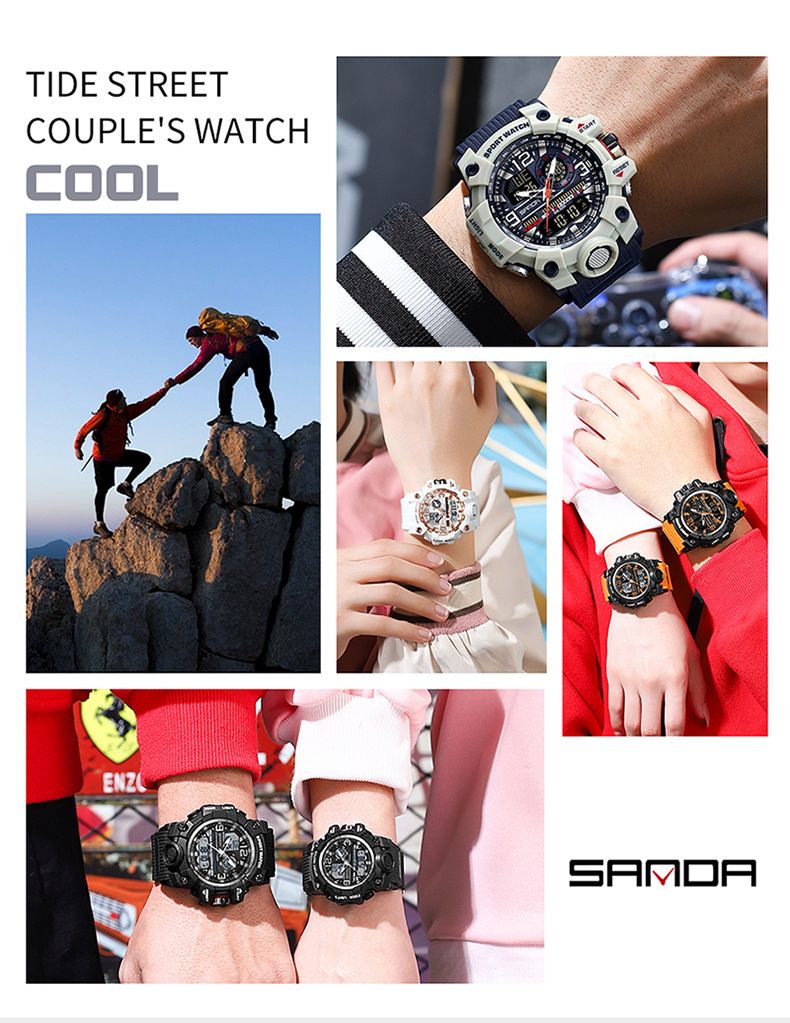 Stylish Unisex Digital Sports Watch With Dual Time, Alarm, Waterproof & LED Backlight - Perfect For Daily Wear, Workouts & Outdoor Adventures_voghion.com