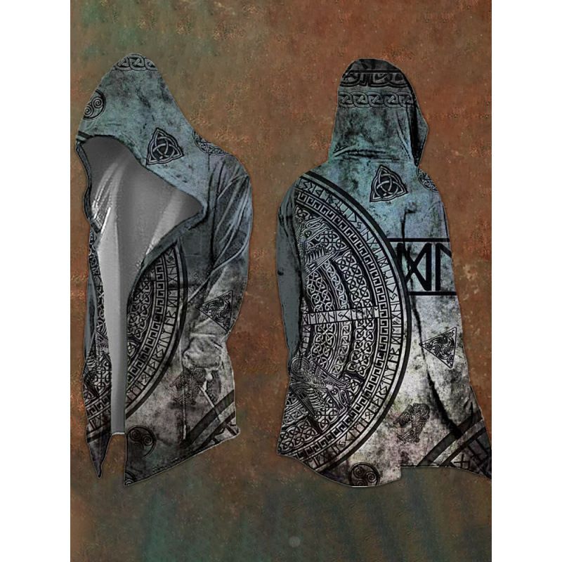 Abstract Universe Spring And Autumn Digital Print Loose Hooded Sweatshirt Men's Cardigan Jacket_voghion.com