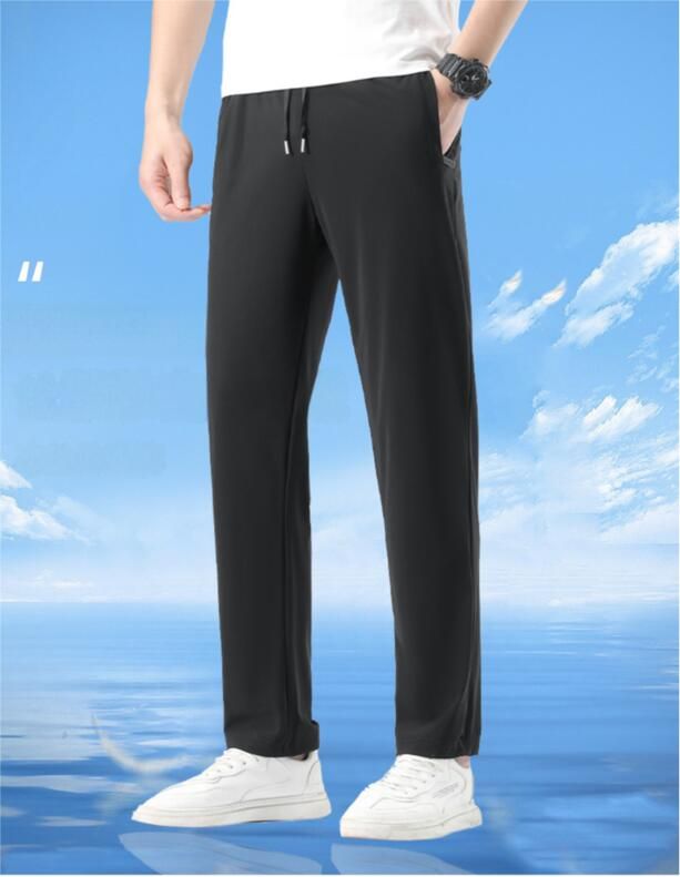 Herren Sommerhose aus Eisseide, neue lockere, lässige Sporthose in Übergröße, atmungsaktiv, kühles Gefühl, Anti-Taille, hochwertige lange Hose_voghion.com