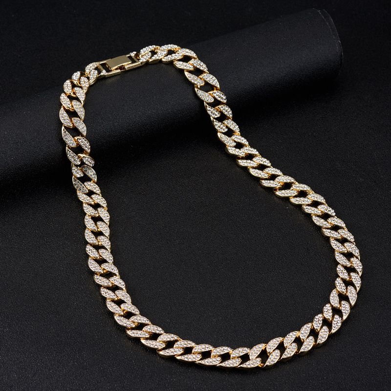 Colar de corrente cubana moda hip hop colar com diamante colares de corrente cubana_voghion.com