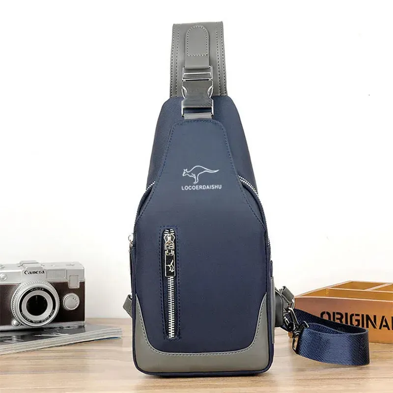 Multifunktionale, diebstahlsichere Reise-Brusttasche aus Canvas für Herren, Outdoor-Sport, USB-Ladefunktion, lässige Umhängetasche, Armtasche_voghion.com