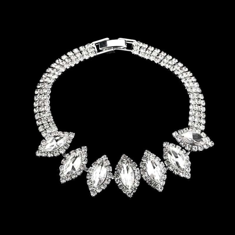 Designer Sposa Abito da sposa Set di gioielli Set di tre pezzi Brillante strass Zircone Angelo Collana con orecchini a goccia Bracciale_voghion.com