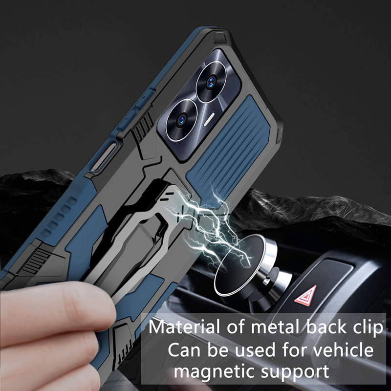 KEYSION odporny na wstrząsy futerał na zbroję do VIVO V27 5G V27e V25 miękki silikon + PC metalowy stojak z klipsem na tył etui na telefon do VIVO V25 5G V25e_voghion.com